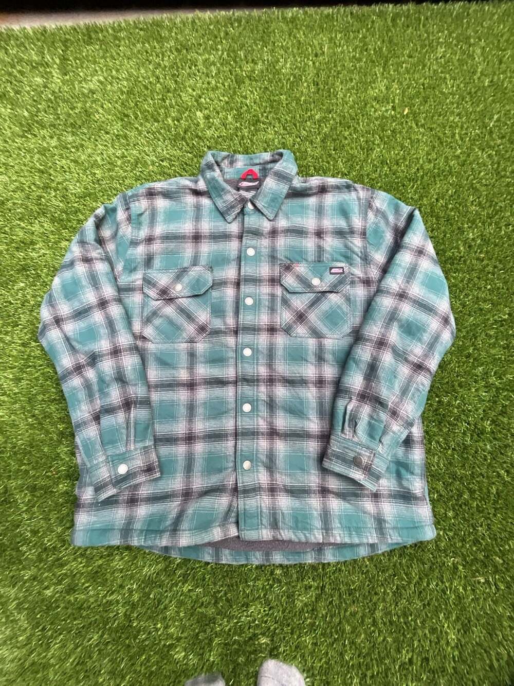 Genuine Dickies Men's Fleece Lined Plaid Flannel Button-Up Shirt Jacket